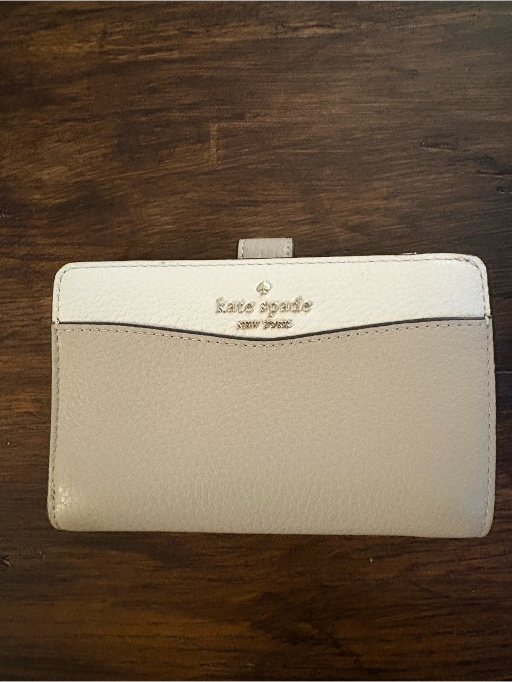 KATE SPADE Two-Tone Cream and White Leather Bifold Wallet